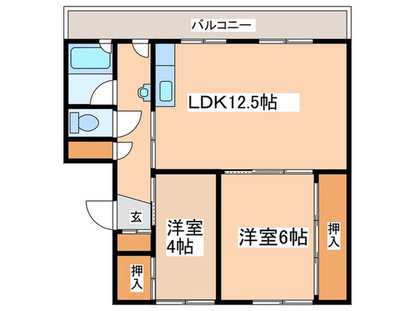 ビレッジハウス東月寒1号棟の物件間取画像